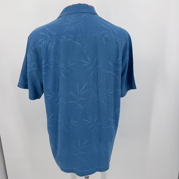 Tommy Bahama Men's L Large Blue Hawaiian Silk Shirt Short Sleeve - Picture 3 of 7